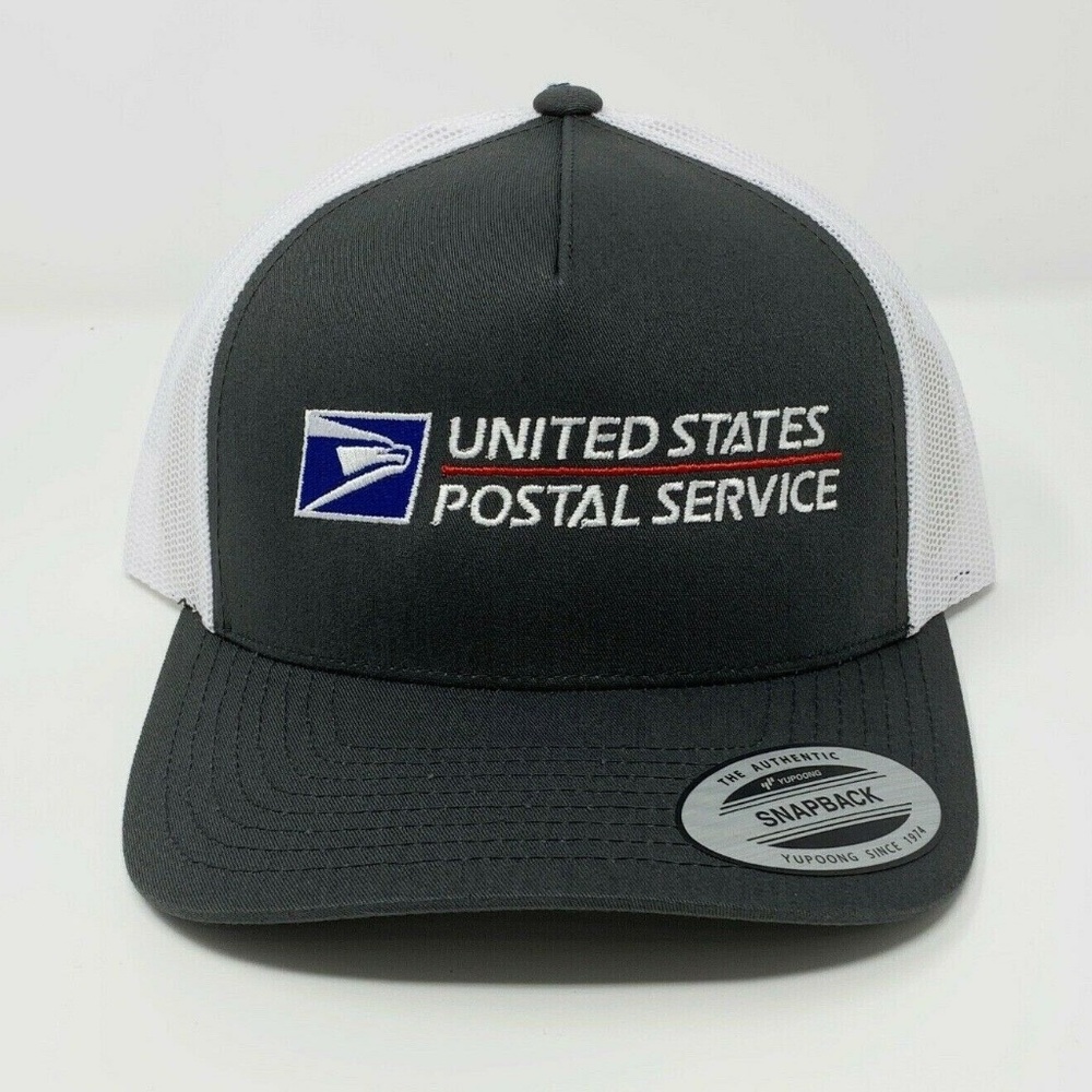 Postal Office Logo Trucker  Hat USPS Gray Grey White